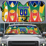 Personalized South Africa Football Springbok Auto Sun Shade Bafana Bafana Rainbow Nation Flag Colors