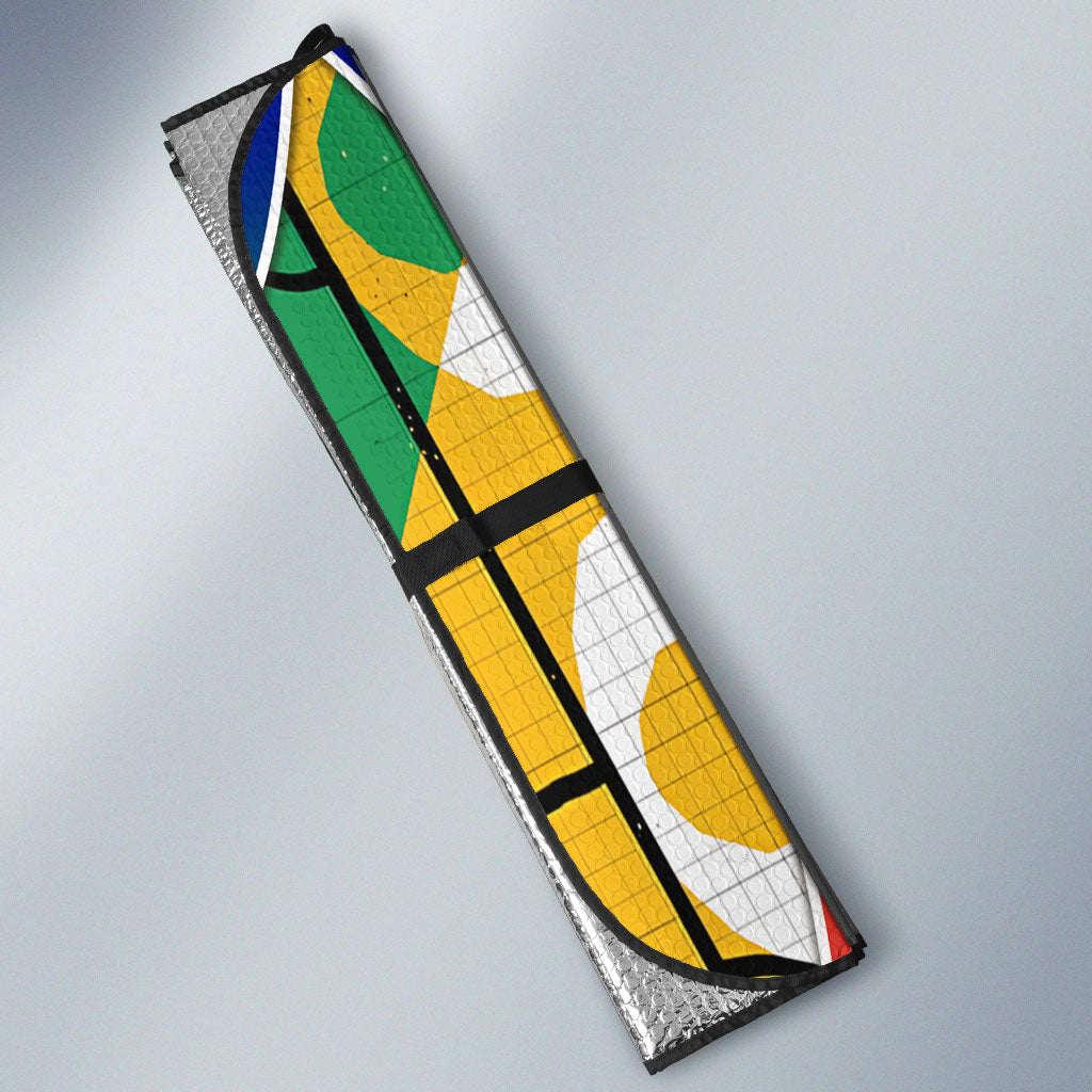 Personalized South Africa Football Springbok Auto Sun Shade Bafana Bafana Rainbow Nation Flag Colors