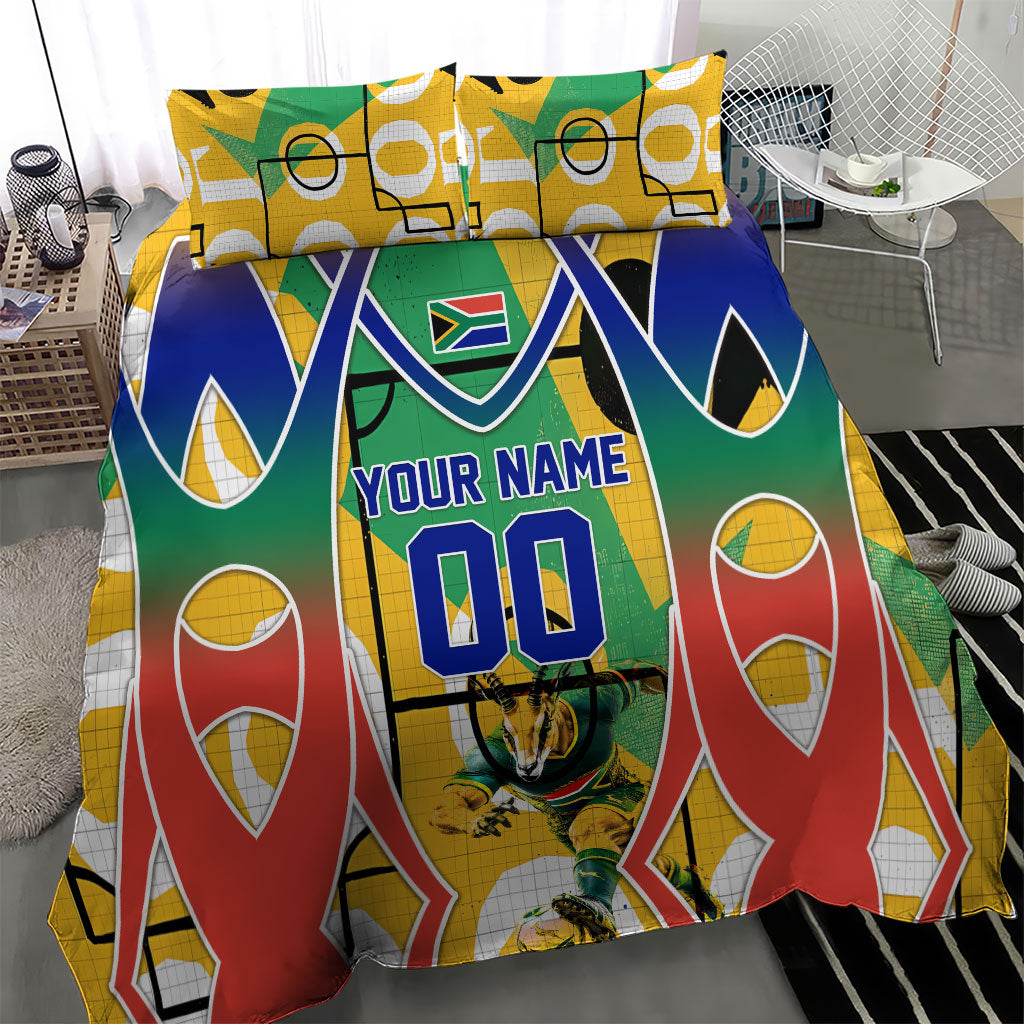 Personalized South Africa Football Springbok Bedding Set Bafana Bafana Rainbow Nation Flag Colors
