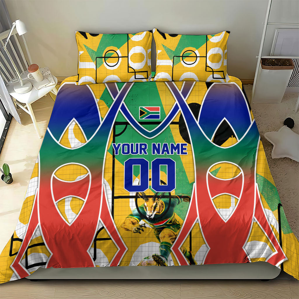 Personalized South Africa Football Springbok Bedding Set Bafana Bafana Rainbow Nation Flag Colors