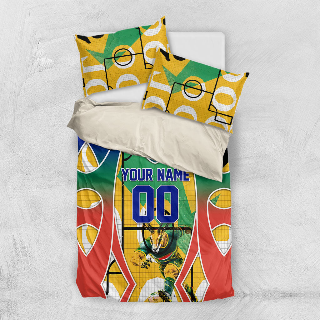 Personalized South Africa Football Springbok Bedding Set Bafana Bafana Rainbow Nation Flag Colors