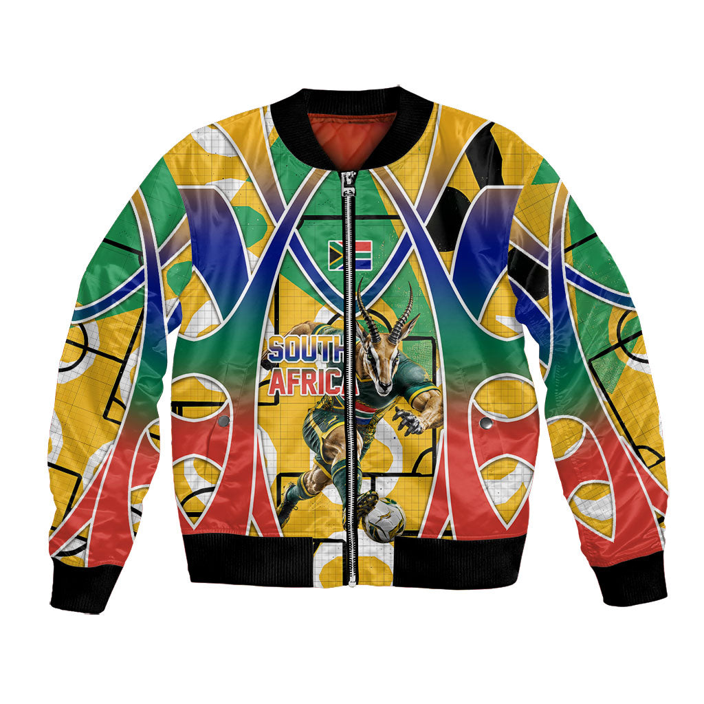 Personalized South Africa Football Springbok Bomber Jacket Bafana Bafana Rainbow Nation Flag Colors
