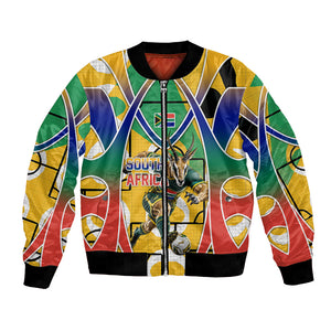 Personalized South Africa Football Springbok Bomber Jacket Bafana Bafana Rainbow Nation Flag Colors