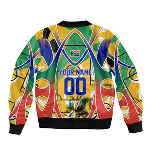 Personalized South Africa Football Springbok Bomber Jacket Bafana Bafana Rainbow Nation Flag Colors