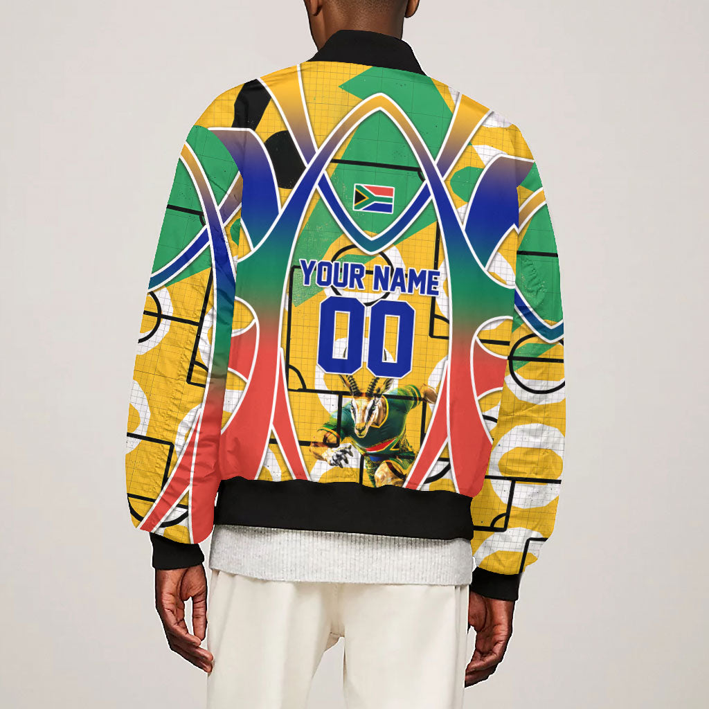 Personalized South Africa Football Springbok Bomber Jacket Bafana Bafana Rainbow Nation Flag Colors