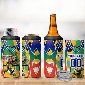 Personalized South Africa Football Springbok 4 in 1 Can Cooler Tumbler Bafana Bafana Rainbow Nation Flag Colors