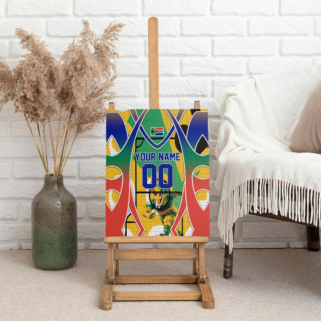 Personalized South Africa Football Springbok Canvas Wall Art Bafana Bafana Rainbow Nation Flag Colors