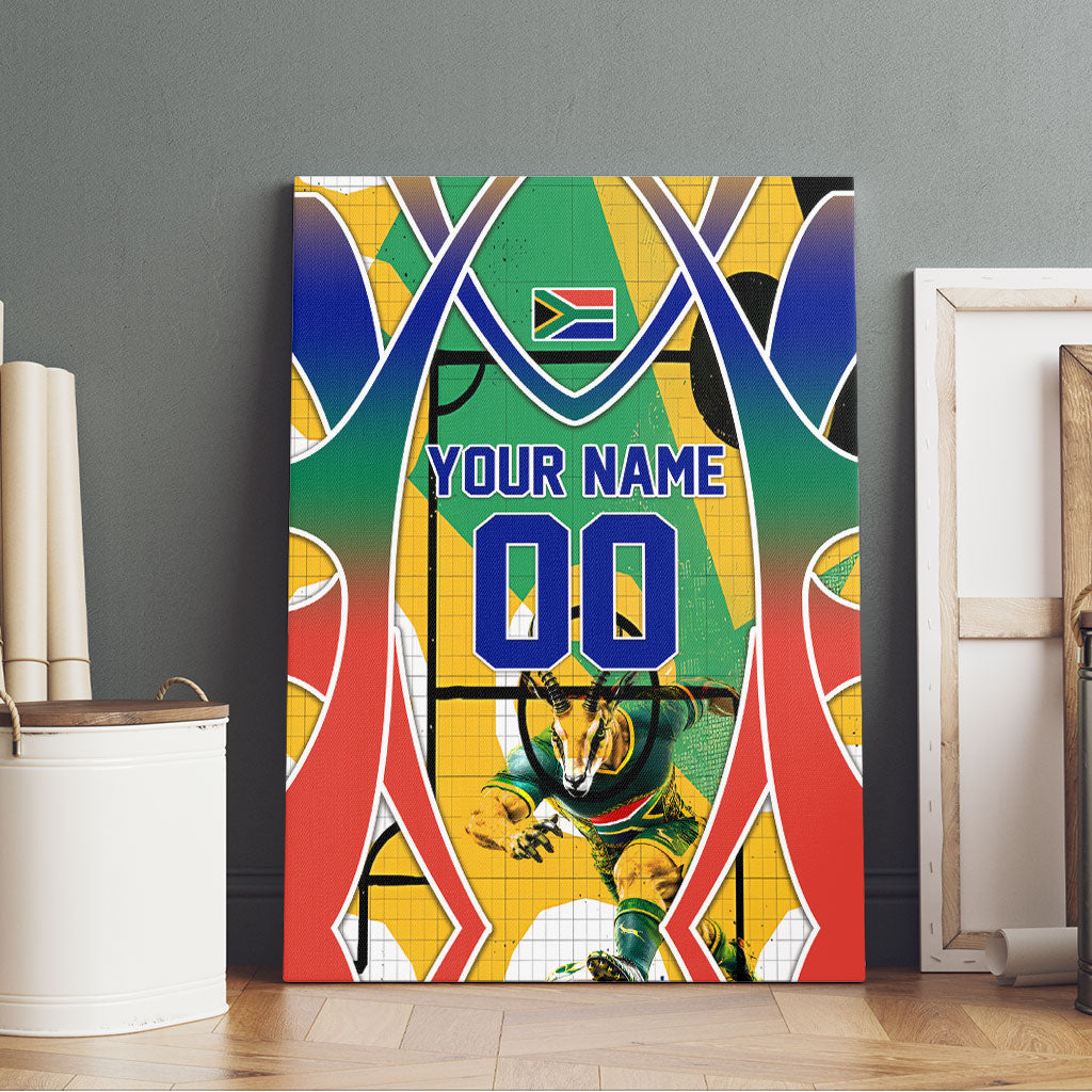 Personalized South Africa Football Springbok Canvas Wall Art Bafana Bafana Rainbow Nation Flag Colors