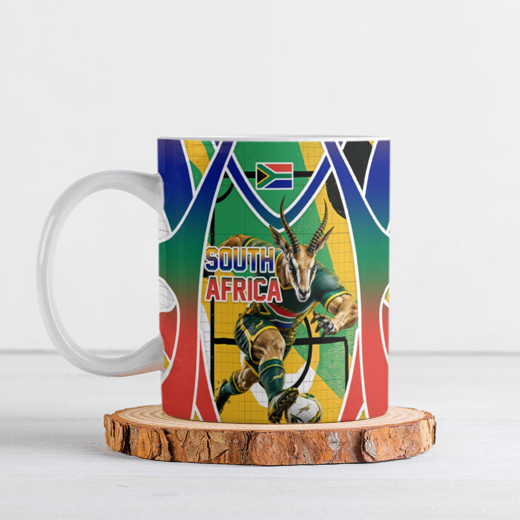 Personalized South Africa Football Springbok Ceramic Mug Bafana Bafana Rainbow Nation Flag Colors