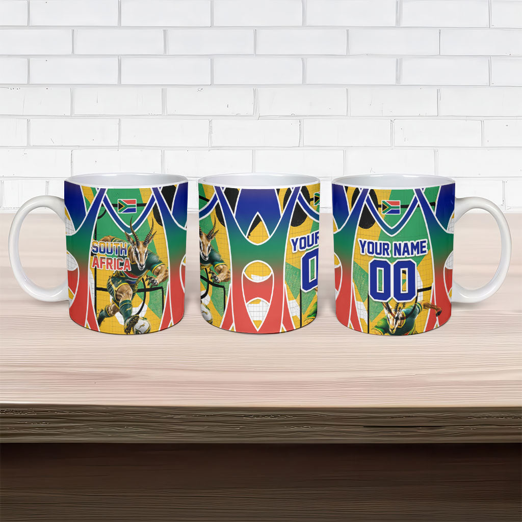 Personalized South Africa Football Springbok Ceramic Mug Bafana Bafana Rainbow Nation Flag Colors