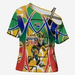 Personalized South Africa Football Springbok Cross Shoulder Shirt Bafana Bafana Rainbow Nation Flag Colors