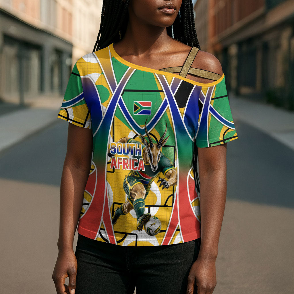 Personalized South Africa Football Springbok Cross Shoulder Shirt Bafana Bafana Rainbow Nation Flag Colors