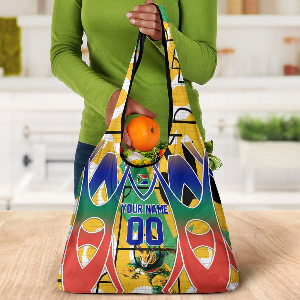 Personalized South Africa Football Springbok Grocery Bag Bafana Bafana Rainbow Nation Flag Colors