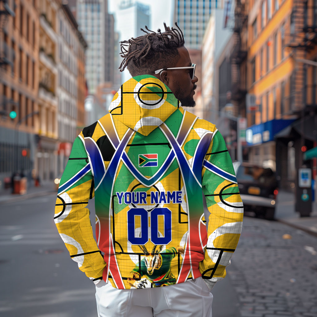 Personalized South Africa Football Springbok Hoodie Bafana Bafana Rainbow Nation Flag Colors