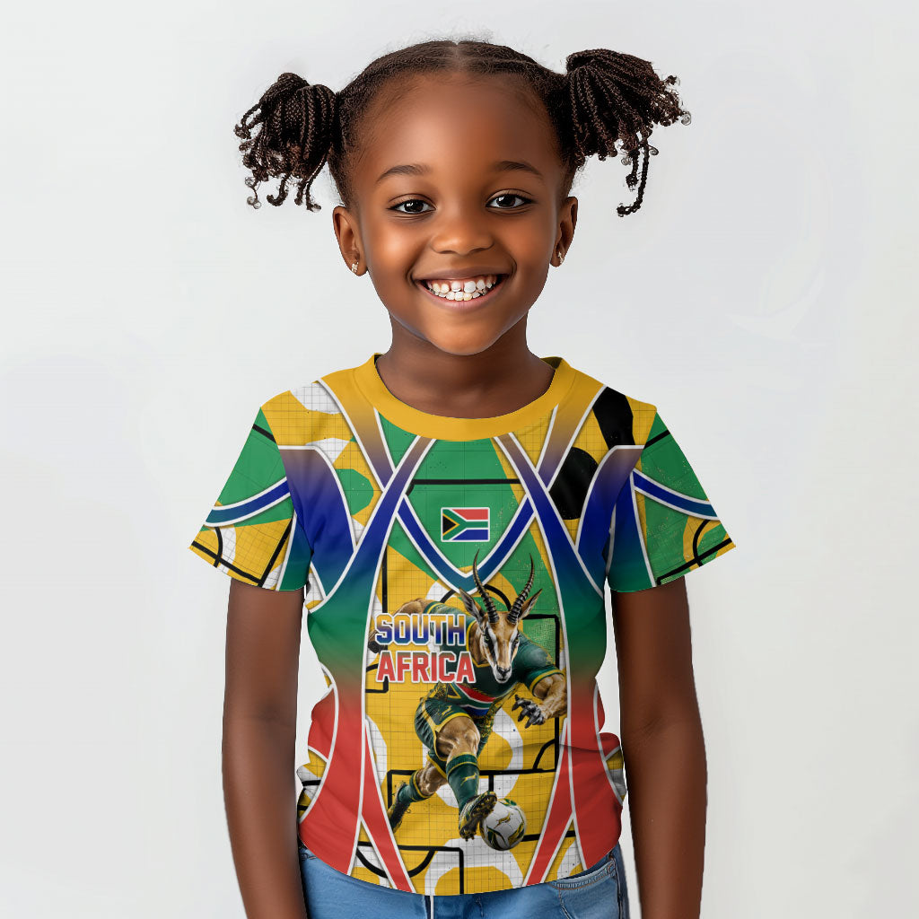 Personalized South Africa Football Springbok Kid T shirt Bafana Bafana Rainbow Nation Flag Colors