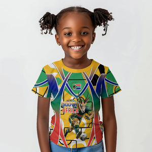 Personalized South Africa Football Springbok Kid T shirt Bafana Bafana Rainbow Nation Flag Colors