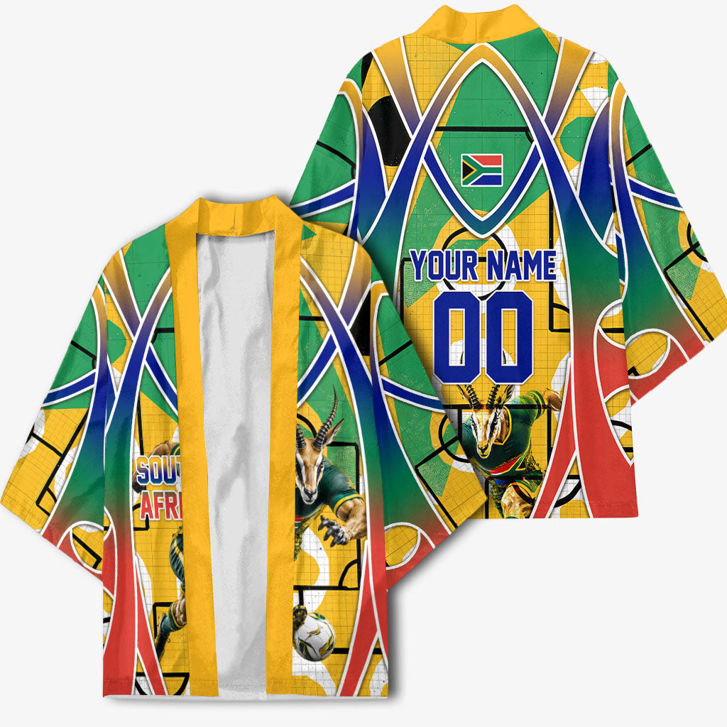 Personalized South Africa Football Springbok Kimono Bafana Bafana Rainbow Nation Flag Colors