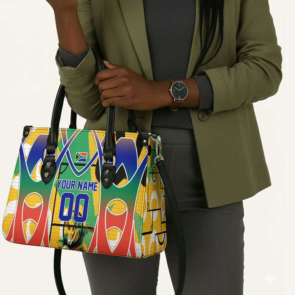 Personalized South Africa Football Springbok Leather Bag Bafana Bafana Rainbow Nation Flag Colors
