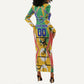 Personalized South Africa Football Springbok Long Sleeve Bodycon Dress Bafana Bafana Rainbow Nation Flag Colors