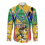 Personalized South Africa Football Springbok Long Sleeve Button Shirt Bafana Bafana Rainbow Nation Flag Colors