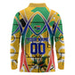 Personalized South Africa Football Springbok Long Sleeve Polo Shirt Bafana Bafana Rainbow Nation Flag Colors