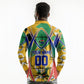 Personalized South Africa Football Springbok Long Sleeve Polo Shirt Bafana Bafana Rainbow Nation Flag Colors