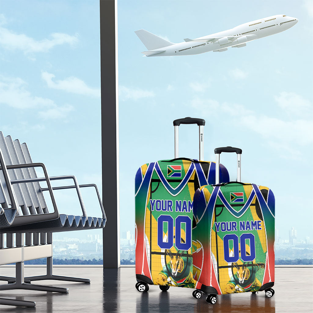 Personalized South Africa Football Springbok Luggage Cover Bafana Bafana Rainbow Nation Flag Colors
