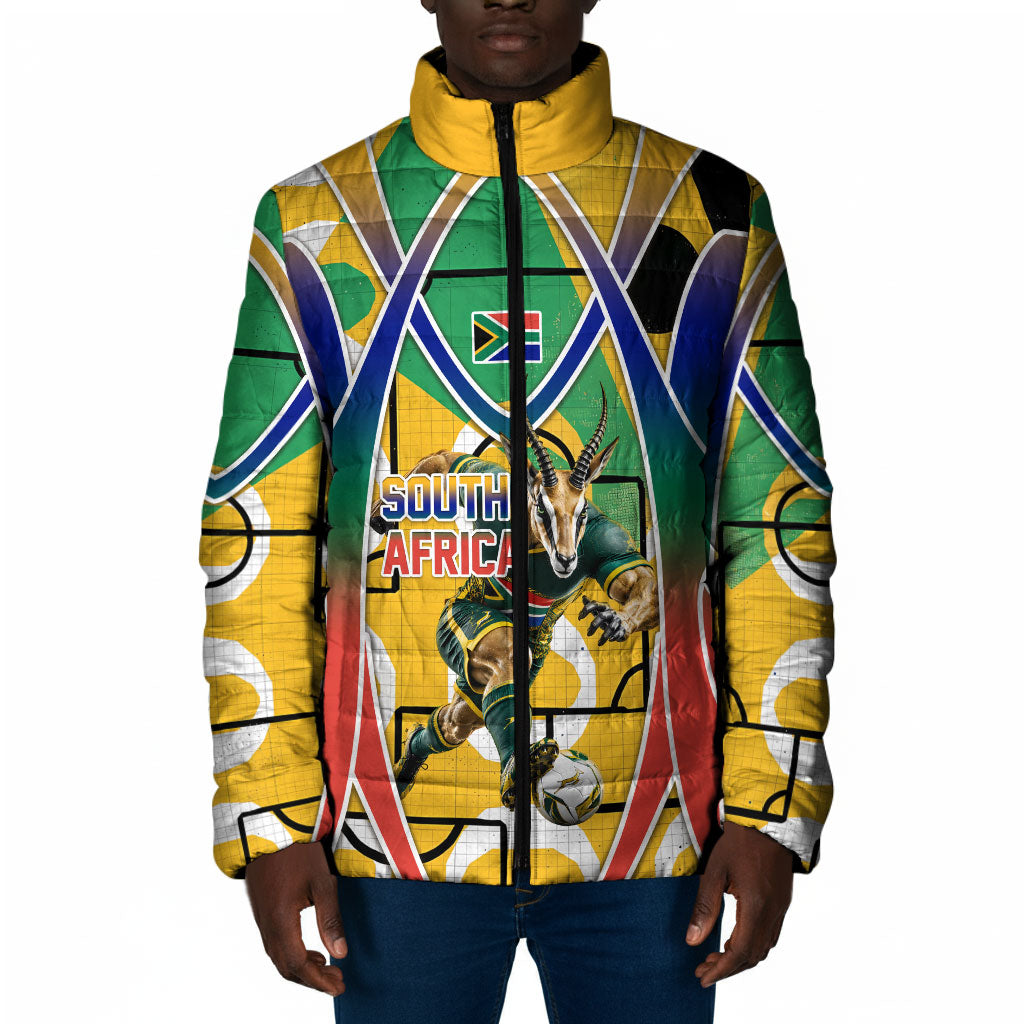 Personalized South Africa Football Springbok Padded Jacket Bafana Bafana Rainbow Nation Flag Colors