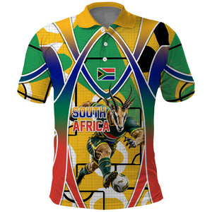 Personalized South Africa Football Springbok Polo Shirt Bafana Bafana Rainbow Nation Flag Colors