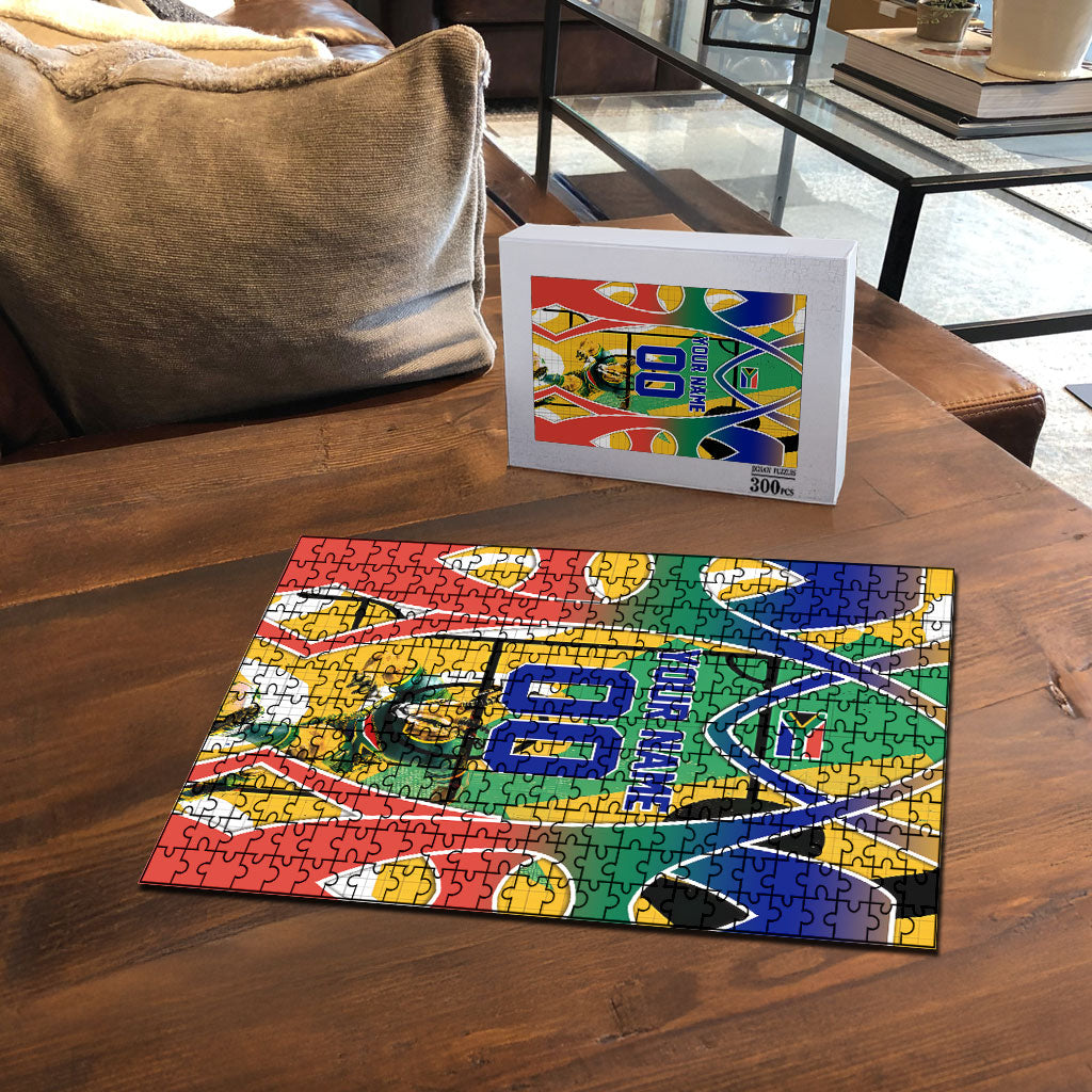 Personalized South Africa Football Springbok Puzzle Bafana Bafana Rainbow Nation Flag Colors