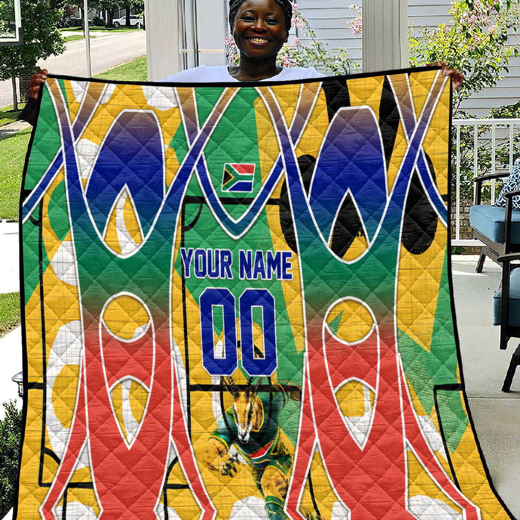 Personalized South Africa Football Springbok Quilt Bafana Bafana Rainbow Nation Flag Colors