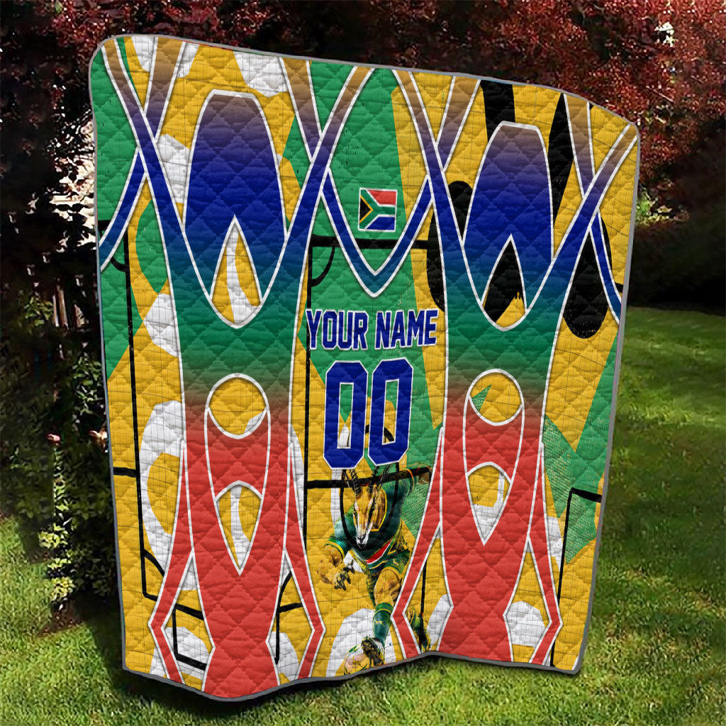 Personalized South Africa Football Springbok Quilt Bafana Bafana Rainbow Nation Flag Colors