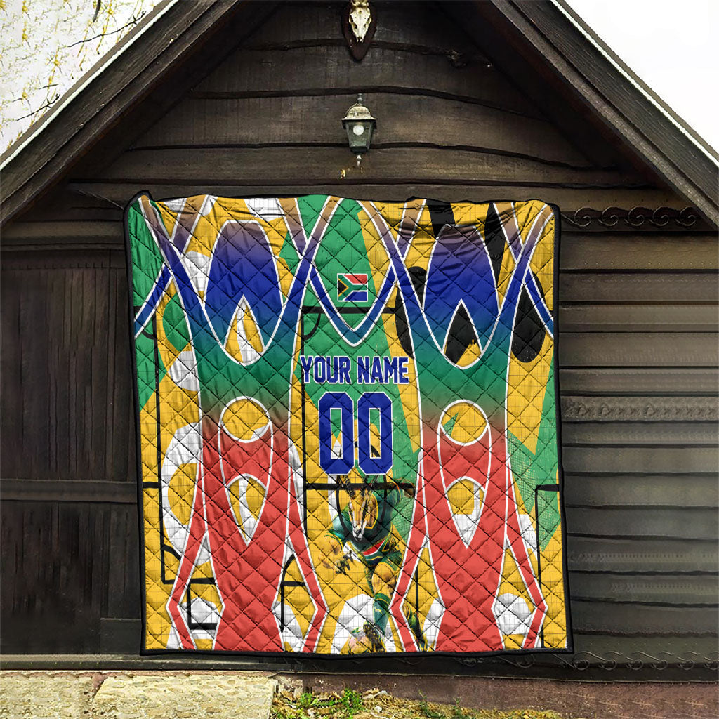 Personalized South Africa Football Springbok Quilt Bafana Bafana Rainbow Nation Flag Colors