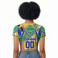 Personalized South Africa Football Springbok Raglan Cropped T shirt Bafana Bafana Rainbow Nation Flag Colors