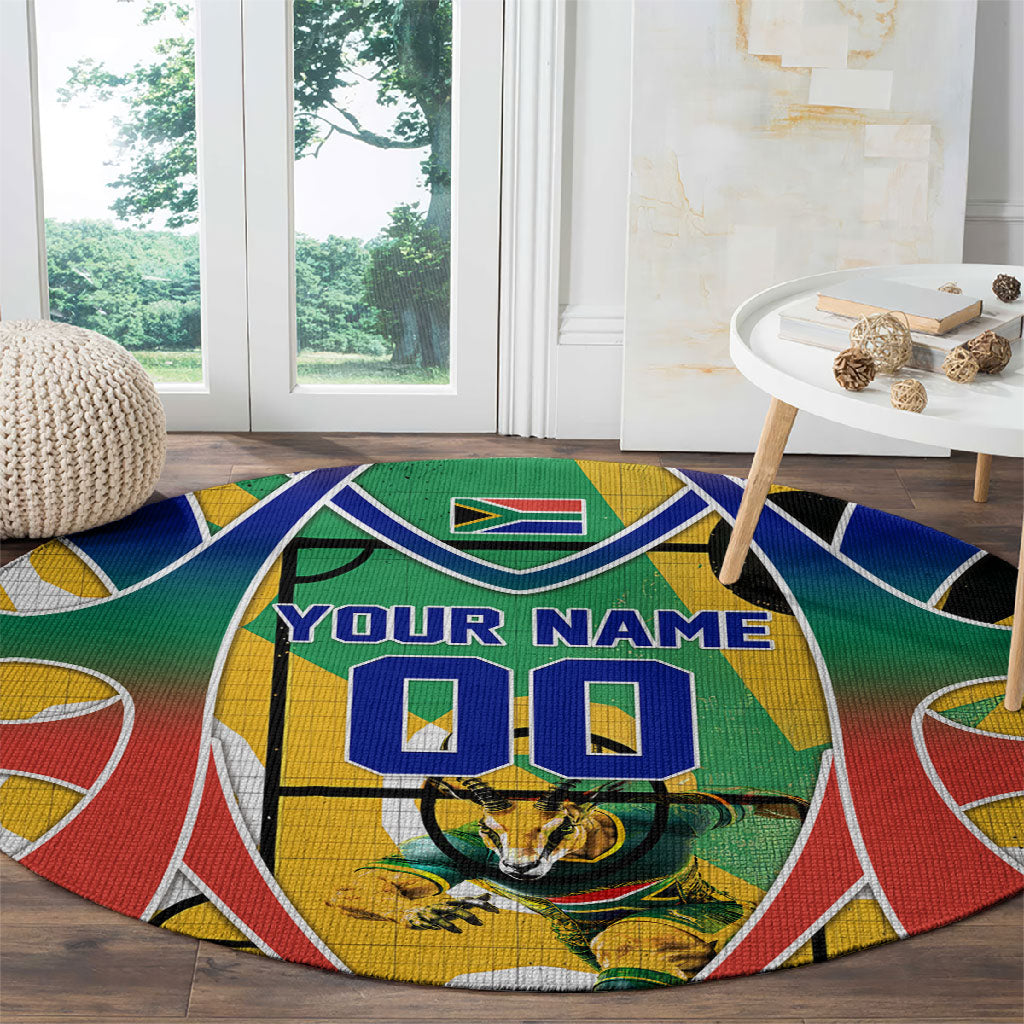 Personalized South Africa Football Springbok Round Carpet Bafana Bafana Rainbow Nation Flag Colors