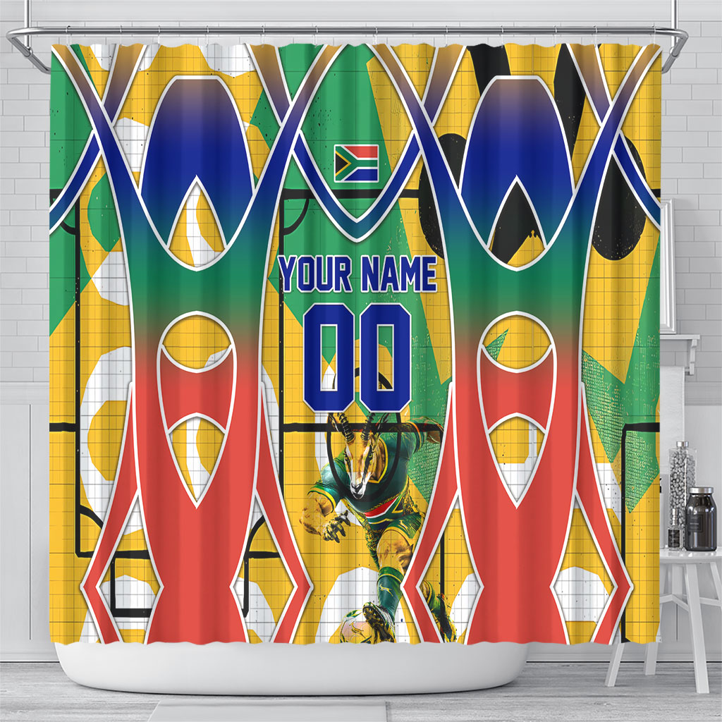 Personalized South Africa Football Springbok Shower Curtain Bafana Bafana Rainbow Nation Flag Colors