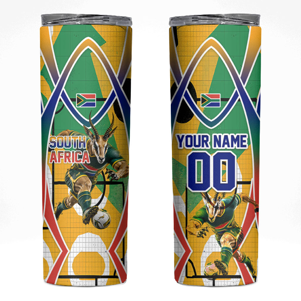 Personalized South Africa Football Springbok Skinny Tumbler Bafana Bafana Rainbow Nation Flag Colors