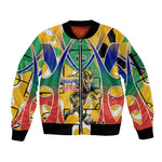 Personalized South Africa Football Springbok Sleeve Zip Bomber Jacket Bafana Bafana Rainbow Nation Flag Colors