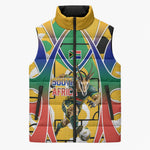 Personalized South Africa Football Springbok Sleeveless Puffer Jacket Bafana Bafana Rainbow Nation Flag Colors