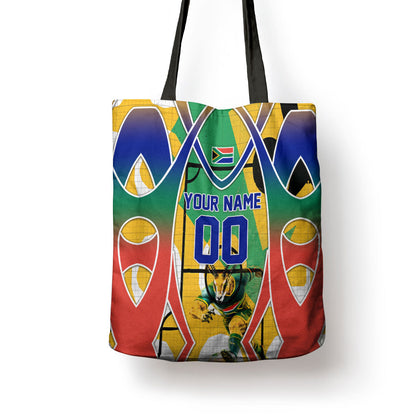 Personalized South Africa Football Springbok Tote Bag Bafana Bafana Rainbow Nation Flag Colors
