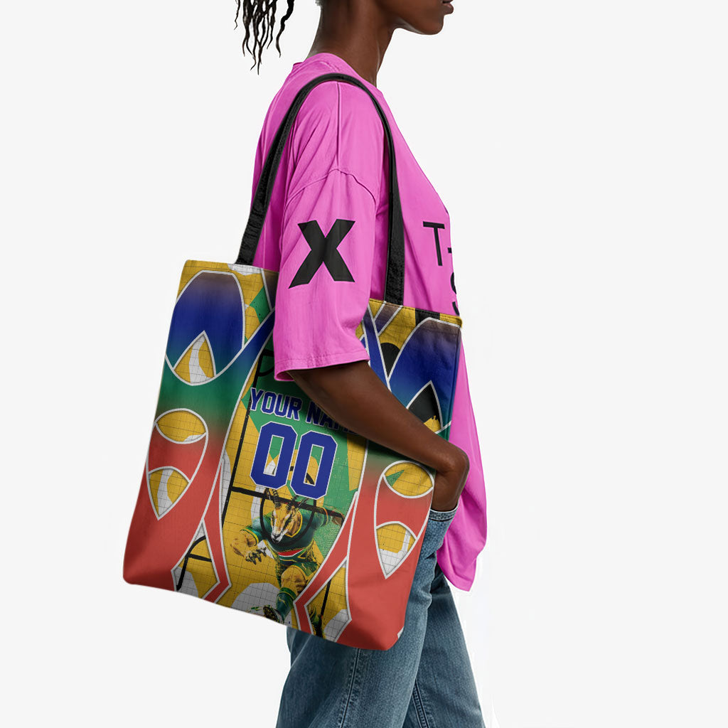 Personalized South Africa Football Springbok Tote Bag Bafana Bafana Rainbow Nation Flag Colors