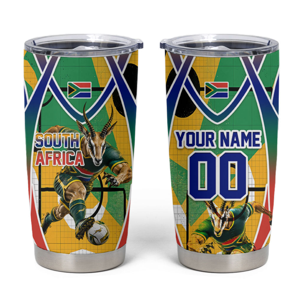 Personalized South Africa Football Springbok Tumbler Cup Bafana Bafana Rainbow Nation Flag Colors