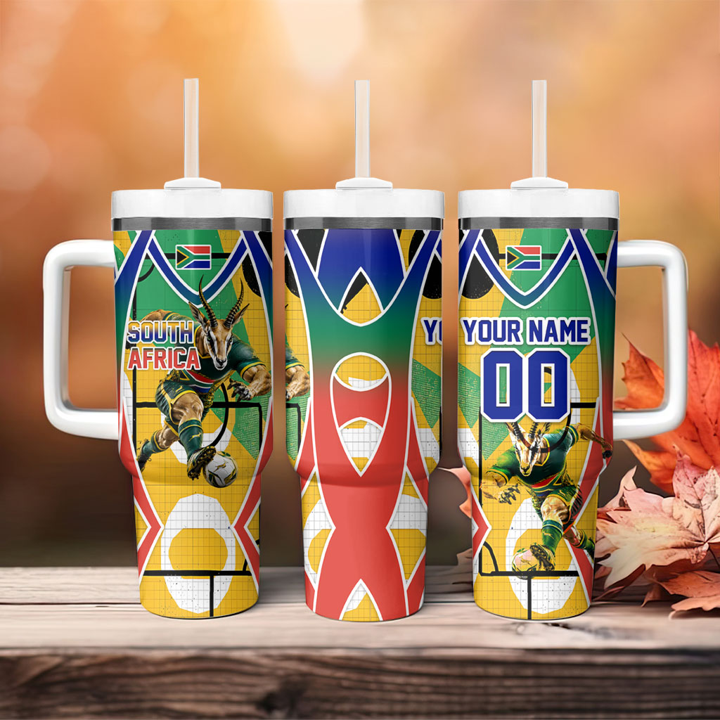 Personalized South Africa Football Springbok Tumbler With Handle Bafana Bafana Rainbow Nation Flag Colors