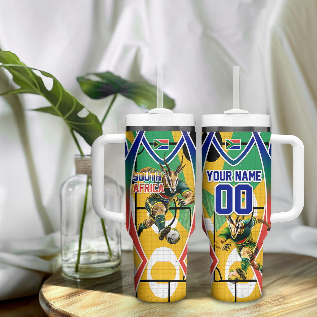 Personalized South Africa Football Springbok Tumbler With Handle Bafana Bafana Rainbow Nation Flag Colors