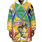 Personalized South Africa Football Springbok Wearable Blanket Hoodie Bafana Bafana Rainbow Nation Flag Colors