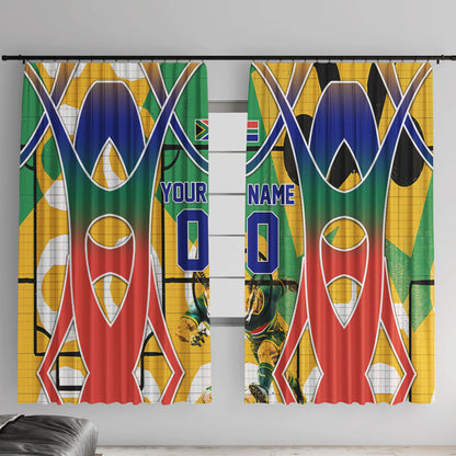 Personalized South Africa Football Springbok Window Curtain Bafana Bafana Rainbow Nation Flag Colors