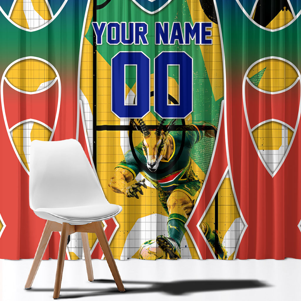 Personalized South Africa Football Springbok Window Curtain Bafana Bafana Rainbow Nation Flag Colors