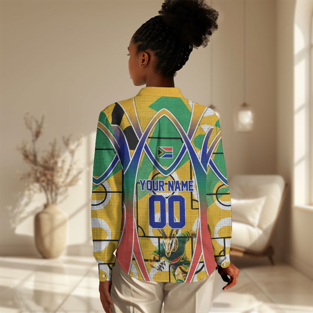 Personalized South Africa Football Springbok Women Casual Shirt Bafana Bafana Rainbow Nation Flag Colors