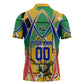 Personalized South Africa Football Springbok Zipper Polo Shirt Bafana Bafana Rainbow Nation Flag Colors