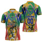 Personalized South Africa Football Springbok Zipper Polo Shirt Bafana Bafana Rainbow Nation Flag Colors